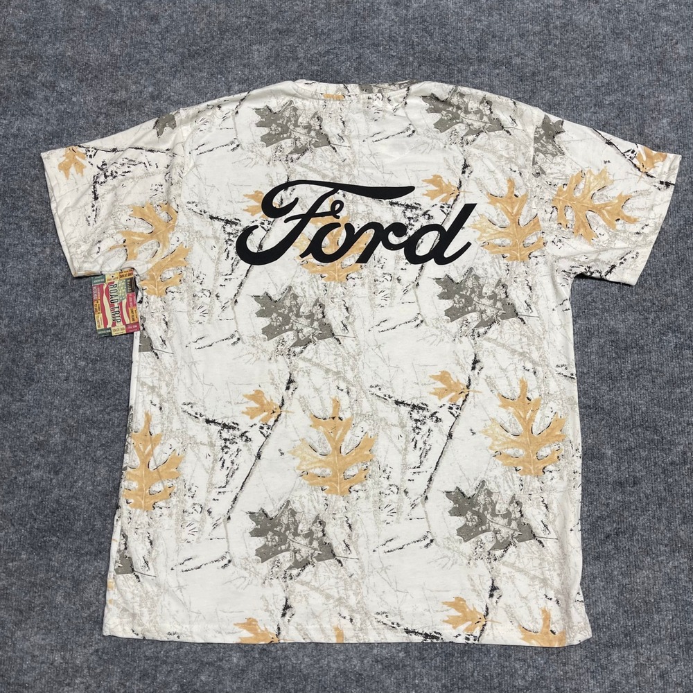 Ford Shirt Mens‎ XXL 2XL White Frostwood Camo AOP Graphic Leaf Print Road Trip